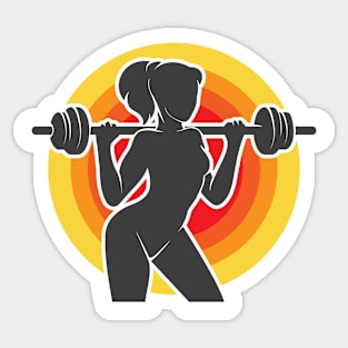 Fitness Club or Gym emblem. Athletic woman silhouette Sticker